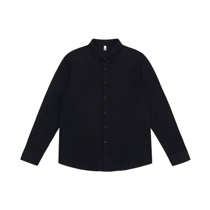 Men's fine cotton twill shirt jacket style with a Kent collar and rounded hem EVA-US