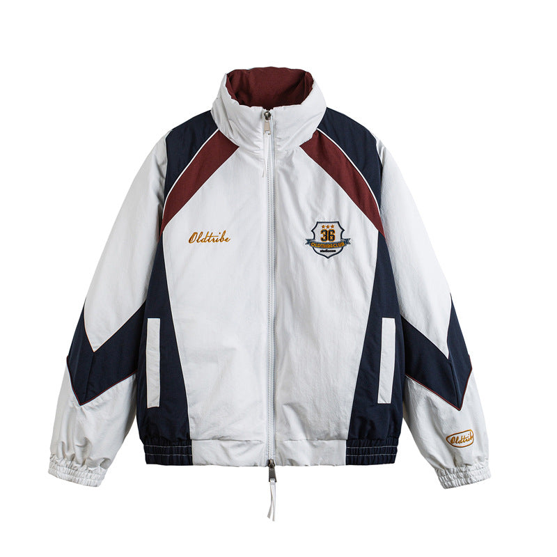 Unisex Retro Track Jacket in Vintage Sports Style with Stand-up Collar and Logo Embroidery EVA-US