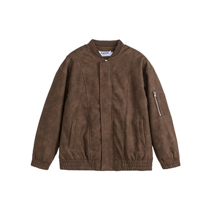 Unisex Boxy-padded Hooded Bomber Jacket with Velour Look, Cord Collar and Sleeve Zipper EVA-US