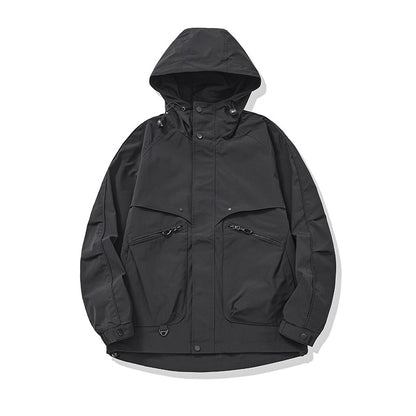 Unisex Technical Utility Field Jacket with Hood and Multiple Zipper Pockets EVA-US