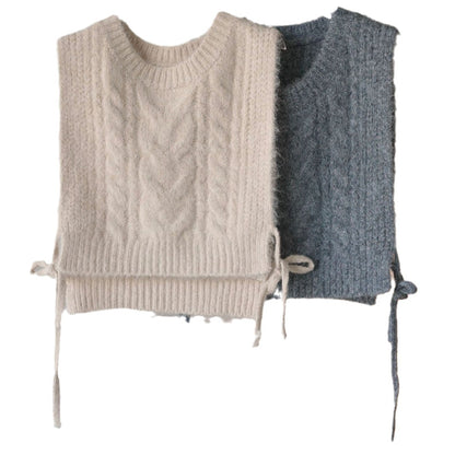 Ladies Short Cut Mohair Look Knit Vest with Back Lacing EVA-US