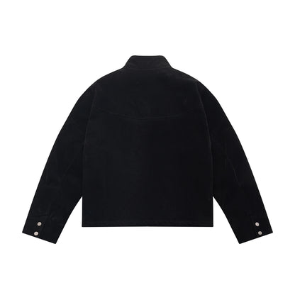 Men's short jacket made of velour suede with high collar and ergonomic seam design EVA-US