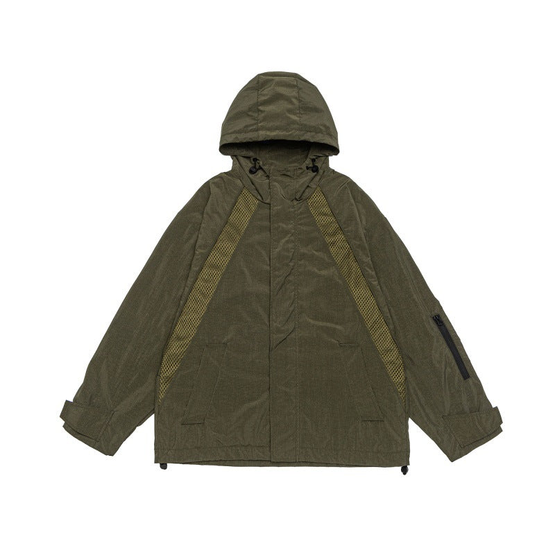 Unisex Oversize Utility Parka with Hood, Mesh Inserts and Concealed Front Flap EVA-US