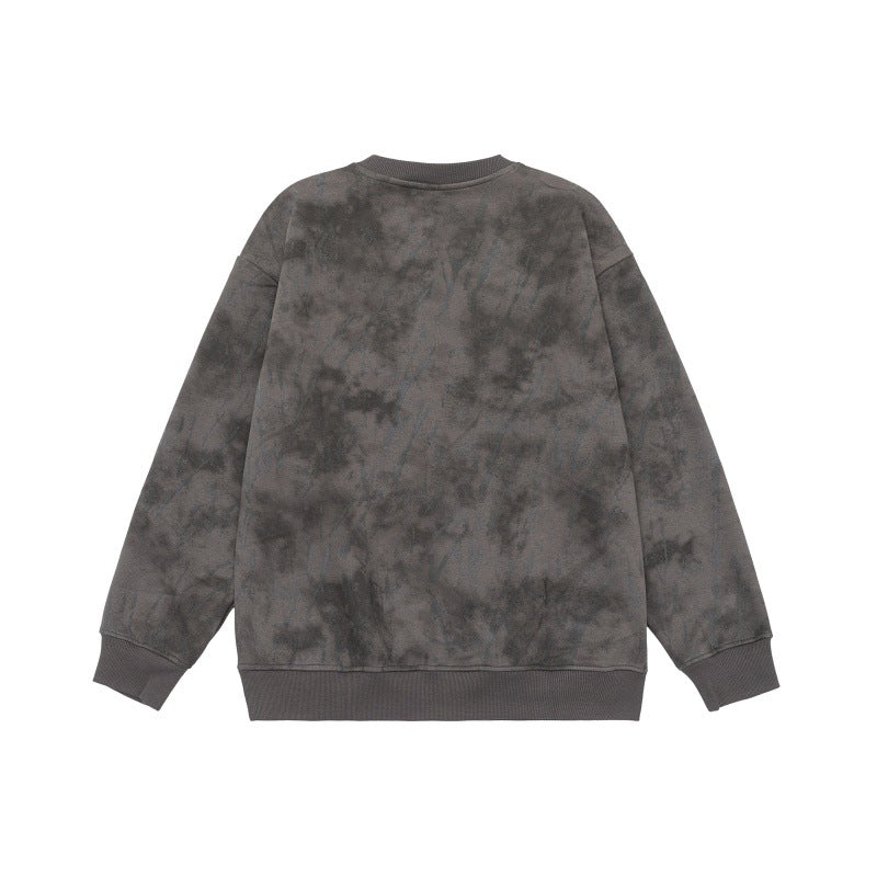 Unisex Oversize Sweatshirt with Vintage Camouflage Look and Ribbed Cuffs EVA-US