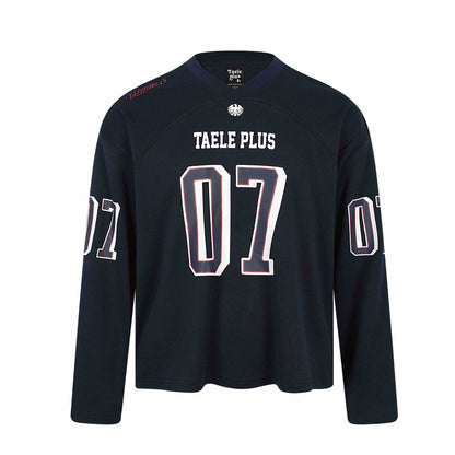 Unisex Sporty Oversized Hockey Jersey with Mesh Structure, Number Print and V-Notch Collar EVA-US