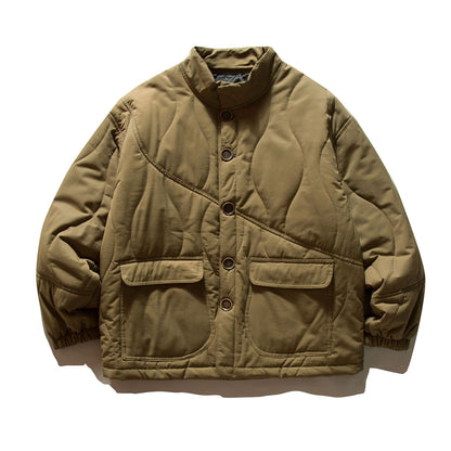 Men's short-cut quilted field blouson jacket with wave quilting, stand-up collar and flap pockets EVA-US