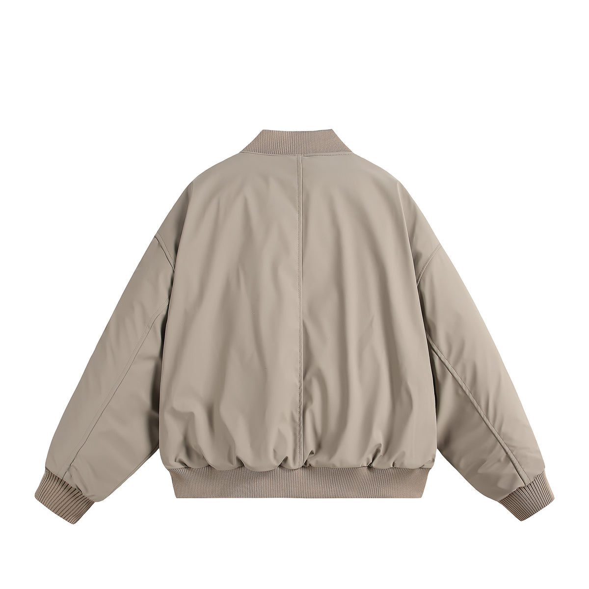 Unisex Short Cut Oversized Puffer Jacket with Utility Arm Pocket and Ribbed Cuffs EVA-US