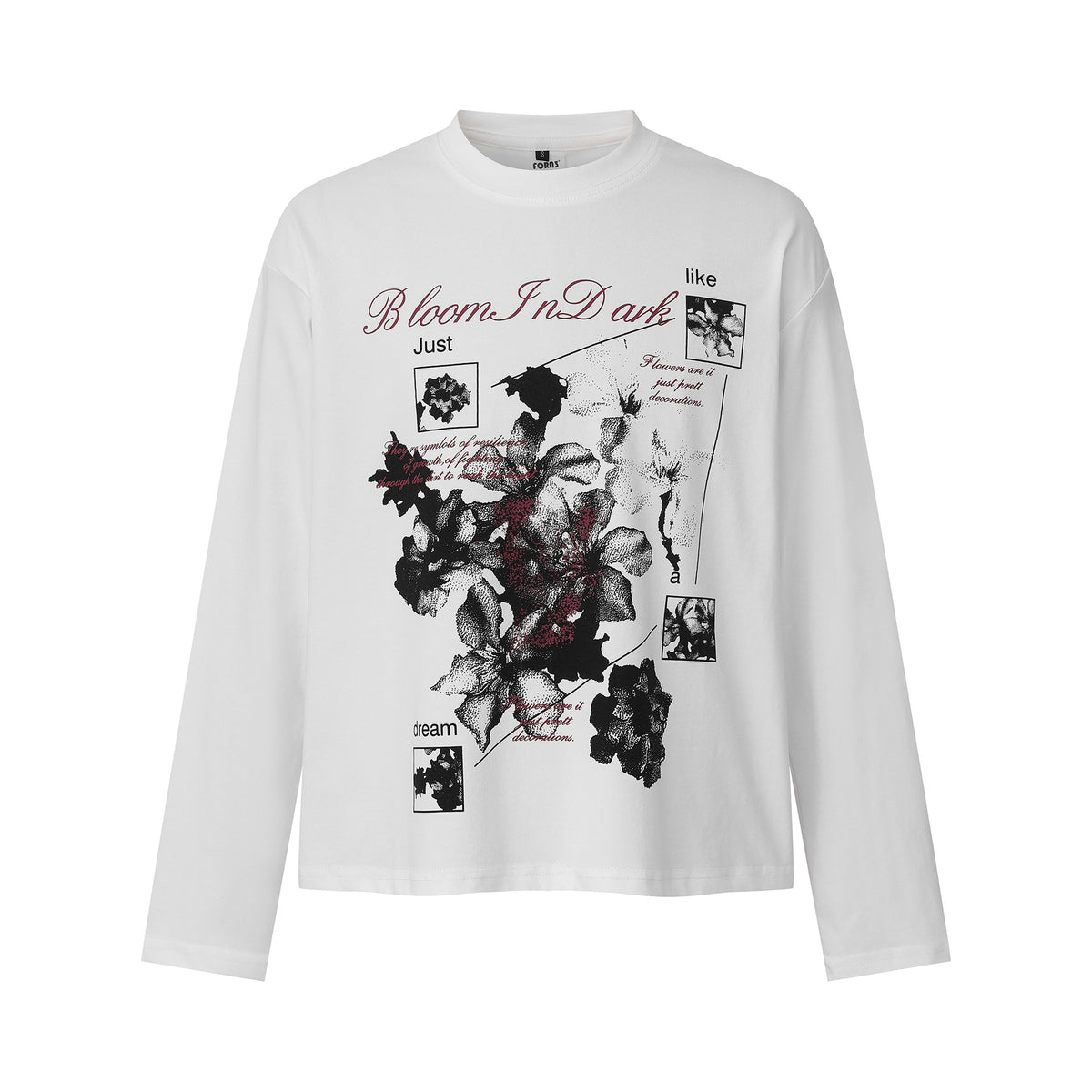 Women's long sleeve shirt with floral photo print and oversized boxy cut EVA-US