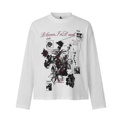 Women's long sleeve shirt with floral photo print and oversized boxy cut EVA-US