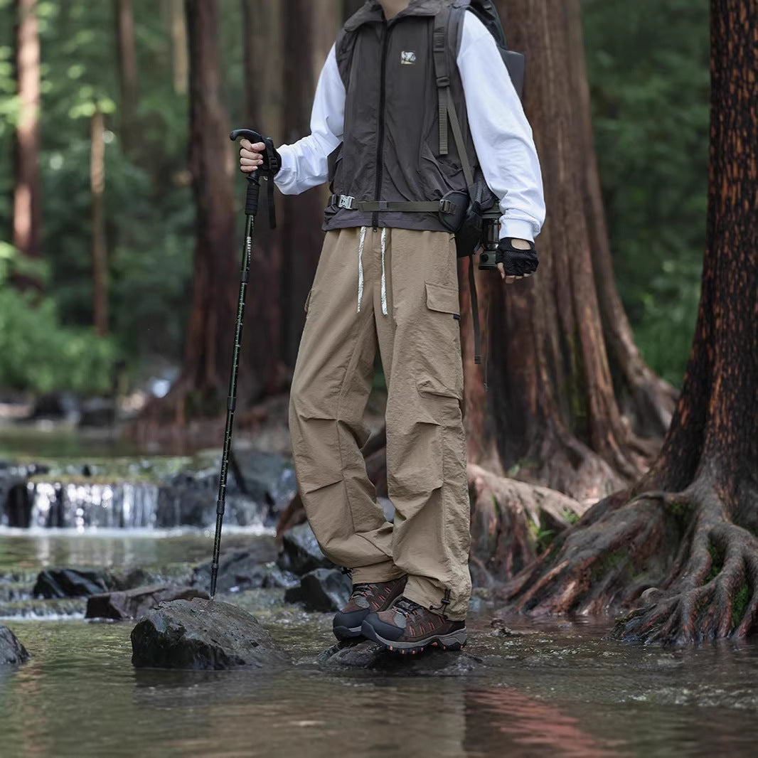 Men's Lightweight Technical Cargo Trekking Pants with Drawstring Waistband, Reinforced Hem Edges, and Adjustable Leg Opening EVA-US