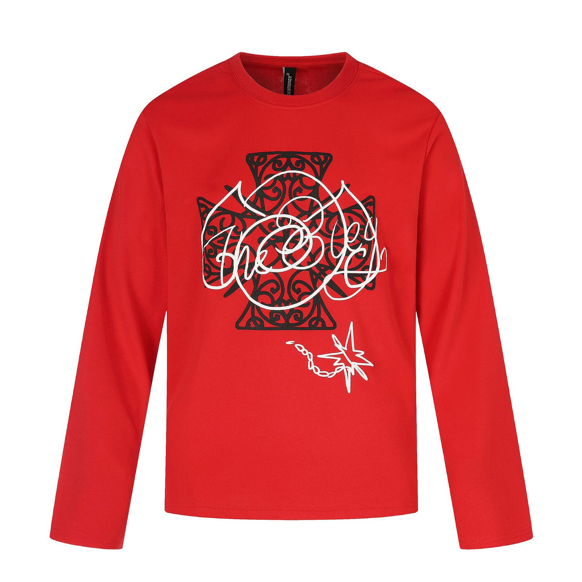 Women's Long Sleeve Round Neck Shirt with Decorative Print EVA-US