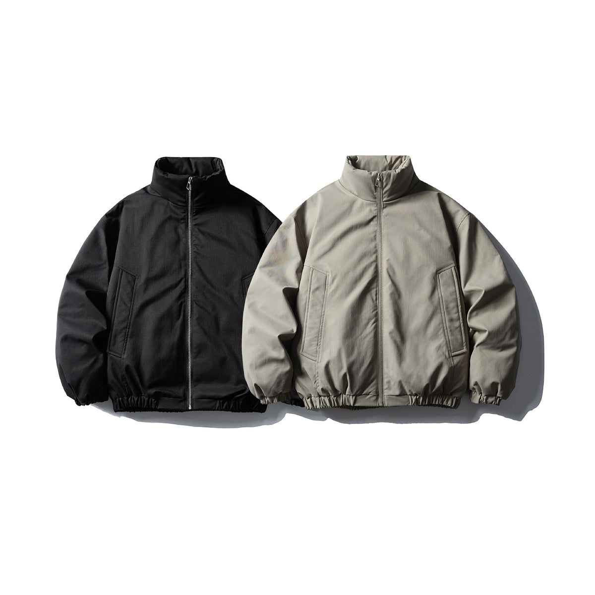 Men's Boxy Short Parka with High Stand Collar, Elastic Hem and Applied Front Pockets EVA-US