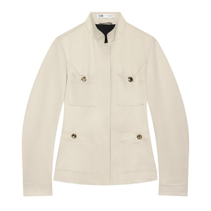 Women's Lightweight Field Jacket in Safari Style with Stand-Up Collar and Four Flap Pockets EVA-US