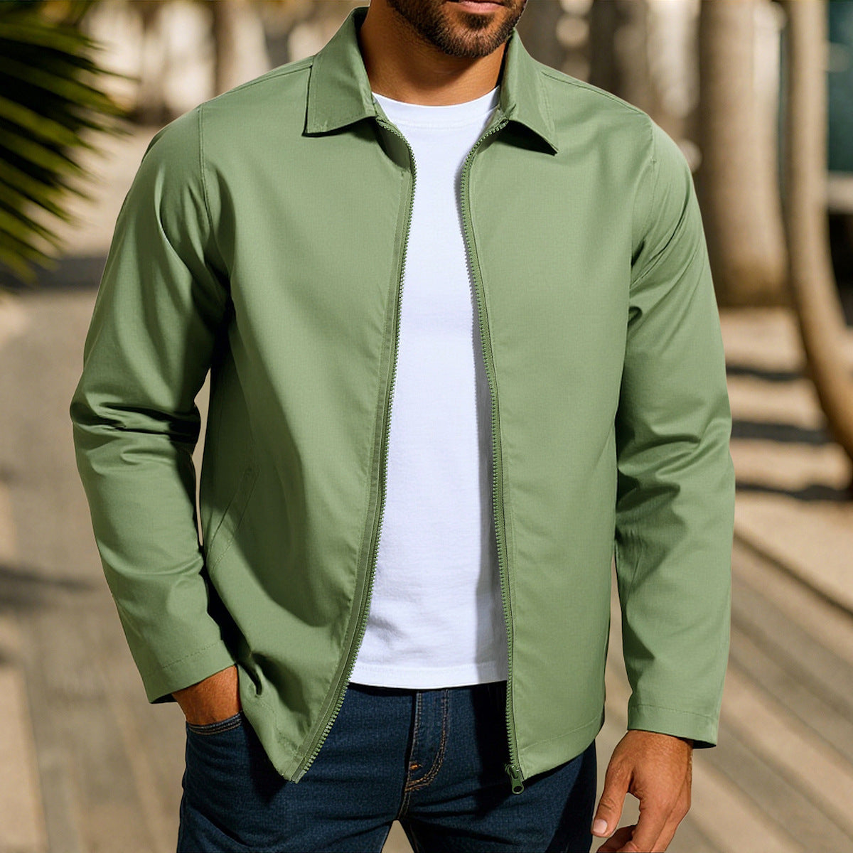 Men's casual leisure jacket with innovative wind protection technology EVA-US