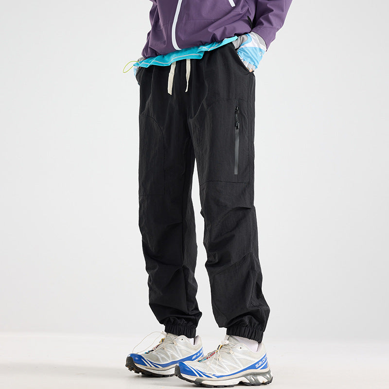Men's Lightweight Tech Cargo Jog Pants made of Ripstop with Thigh Zipper and Elastic Hem EVA-US