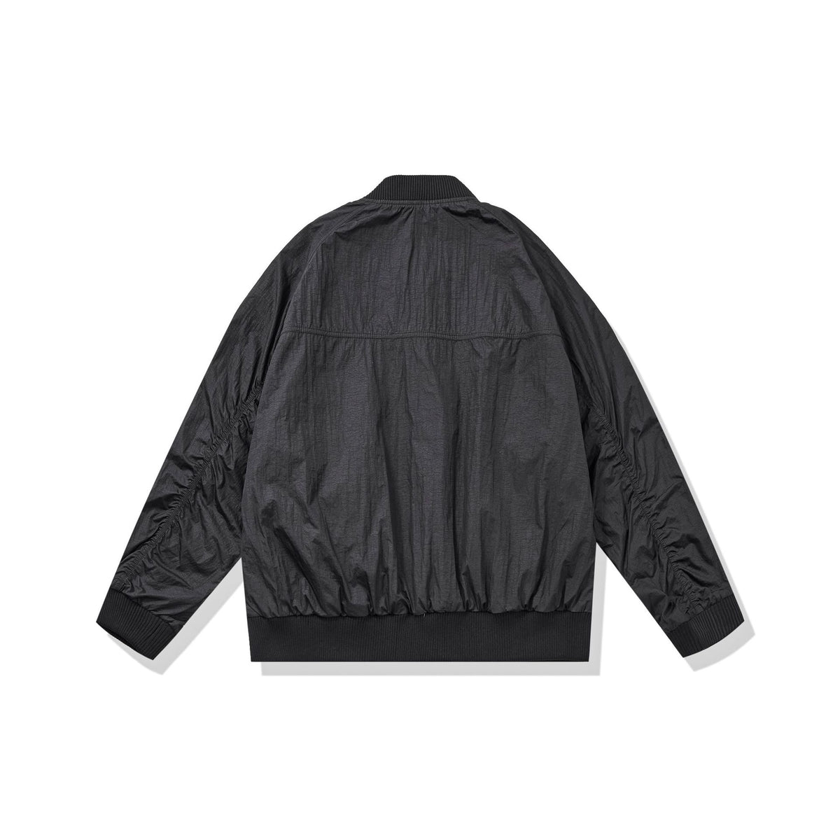 Unisex Lightweight Boxy Bomber Jacket made of Nylon with Ribbed Collar and Flap Pockets EVA-US
