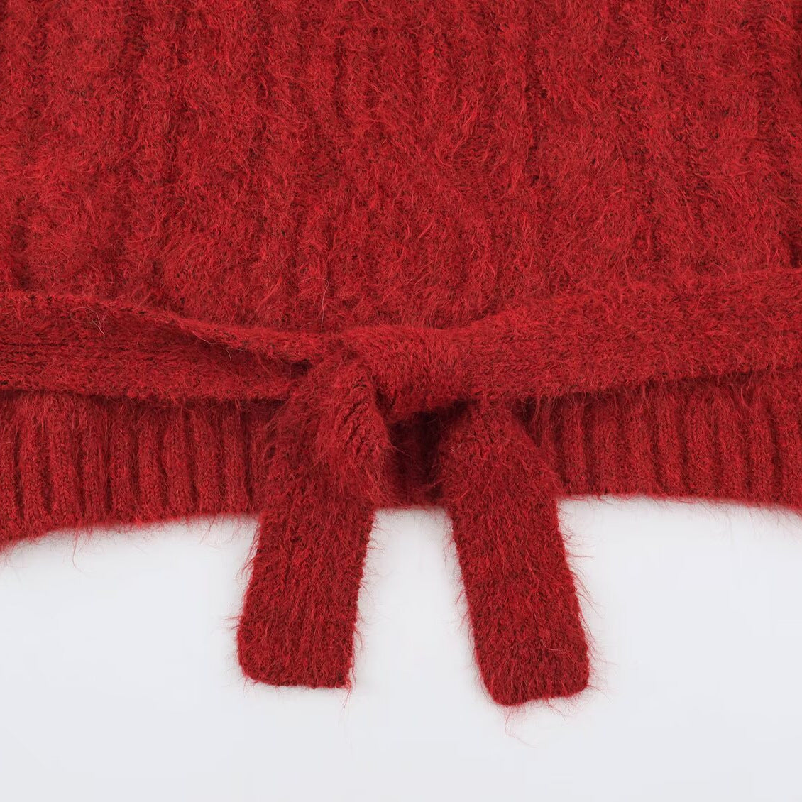 Women's Sleeveless Cable Knit Vest with Roll Neck and Ties EVA-US