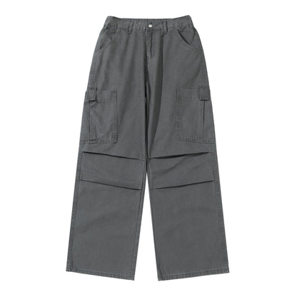 Women's Wide High-Waist Cargo Pants with Patch Pockets and Reinforced Knees EVA-US