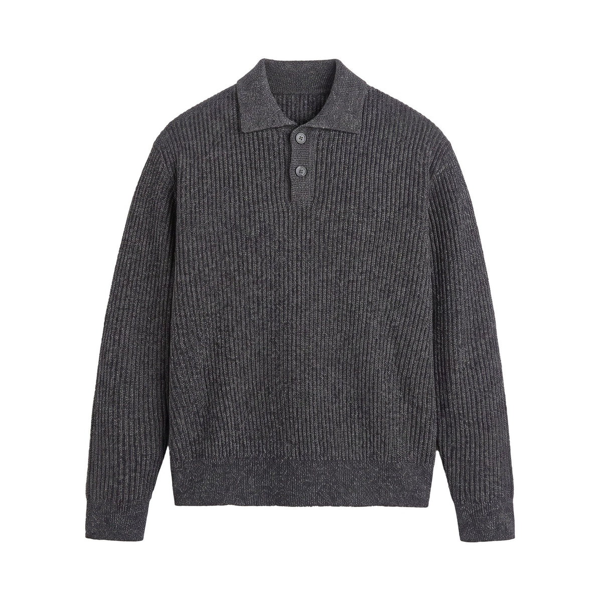 Men's knit sweater with polo collar and distinctive ribbed structure EVA-US