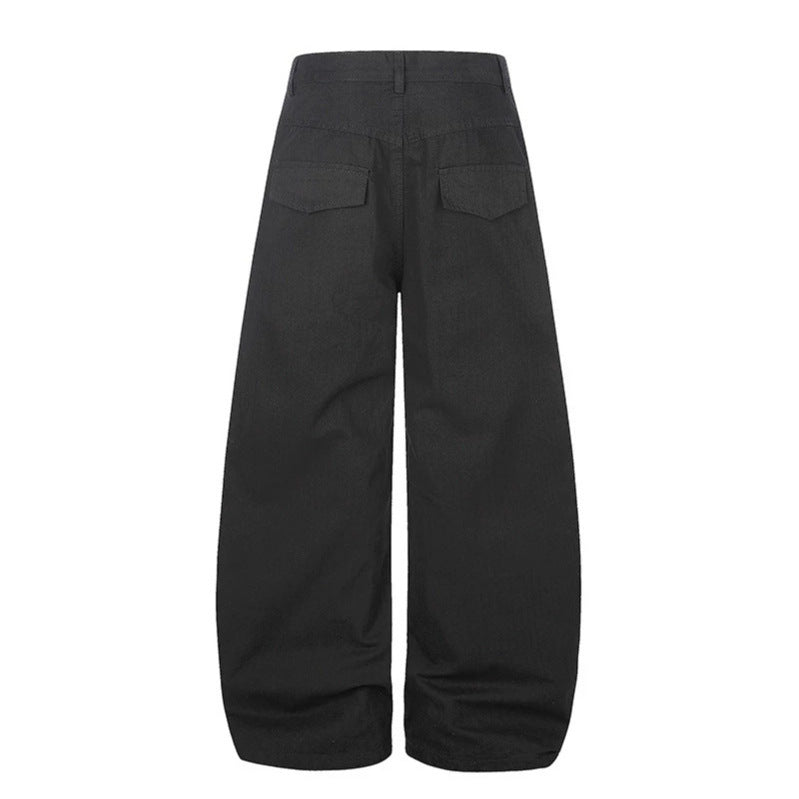 Women's Wide High-Waist Palazzo Jeans with Patch Pockets and Riveted Cross Detail EVA-US