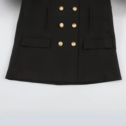Women's Double-Breasted Short Jacket with Faux Fur Sleeves EVA-US