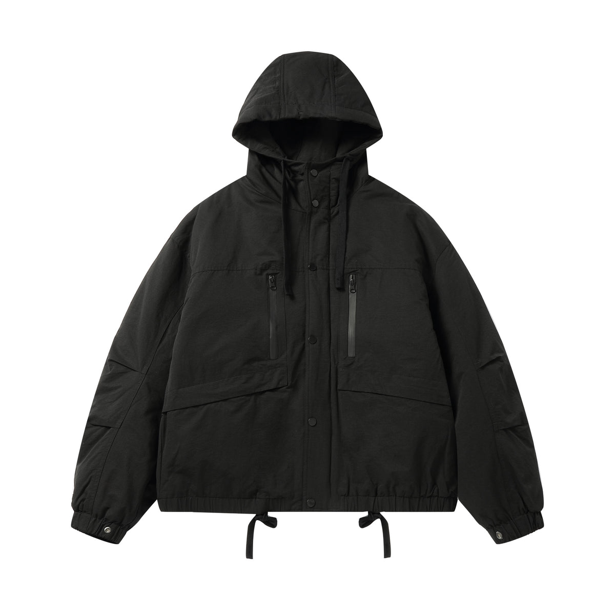 Men's technical hooded parka with water-repellent zippers, kangaroo pockets, and drawstring EVA-US