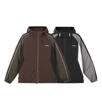 Unisex Short Cut Quilted Hooded Jacket with Reflective Piping and Drawstring Hem EVA-US