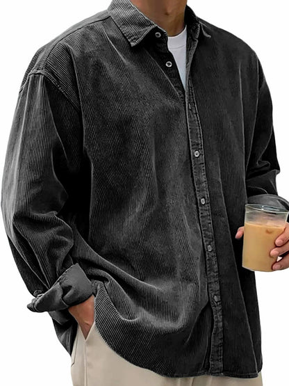 Men's casual cord shirt made of fine corduroy with oversized fit EVA-US