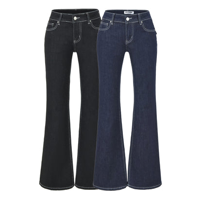 Women Flared Jeans with decorative center seam and contrast stitching EVA-US