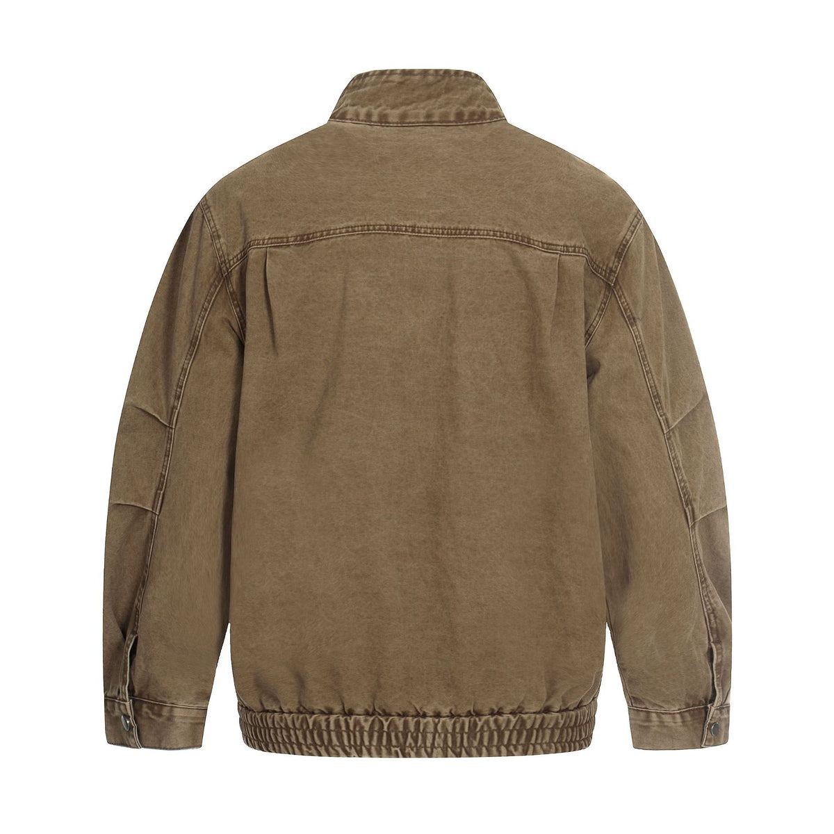 Men's short-cut field bomber in vintage canvas with stand-up collar and large flap pockets