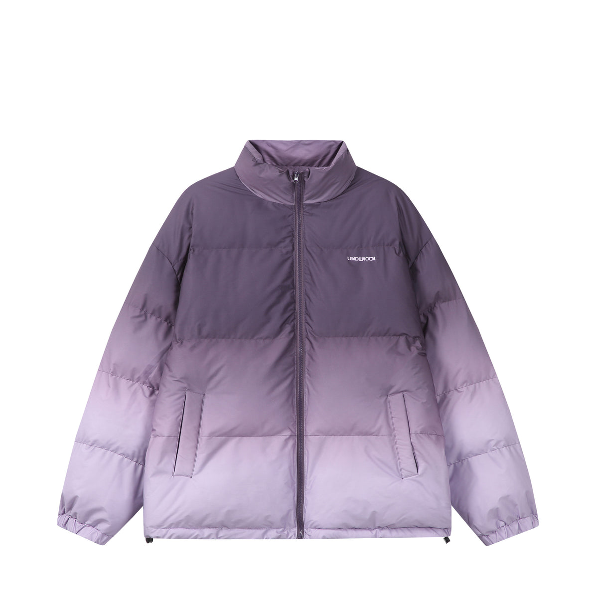 Women’s short padded quilted jacket with high funnel collar and ombré detail EVA-US