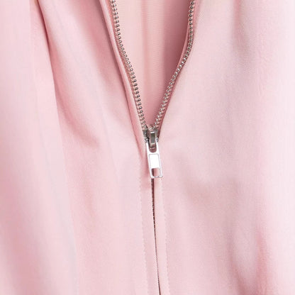 Women's short cut blouson jacket with wide balloon sleeves, zipper, and elastic hem EVA-US