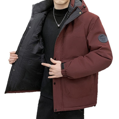 Men's Padded Short Parka with Hood windproof water-repellent and multifunctional pockets EVA-US