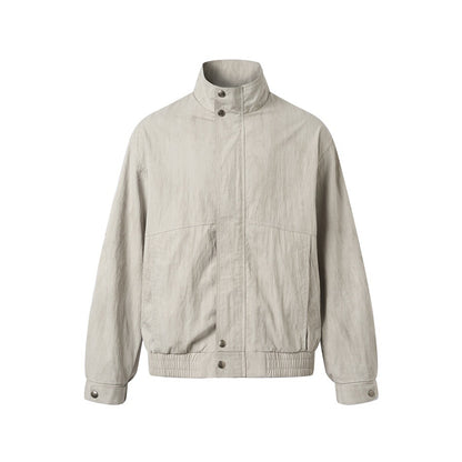 Unisex Short Jacket in minimalist Workwear look with high stand-up collar and snap button closure EVA-US