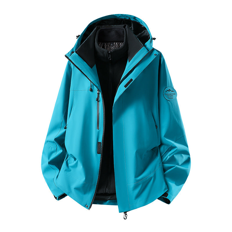 Men's two-layer softshell outdoor jacket with removable fleece lining and adjustable hood EVA-US