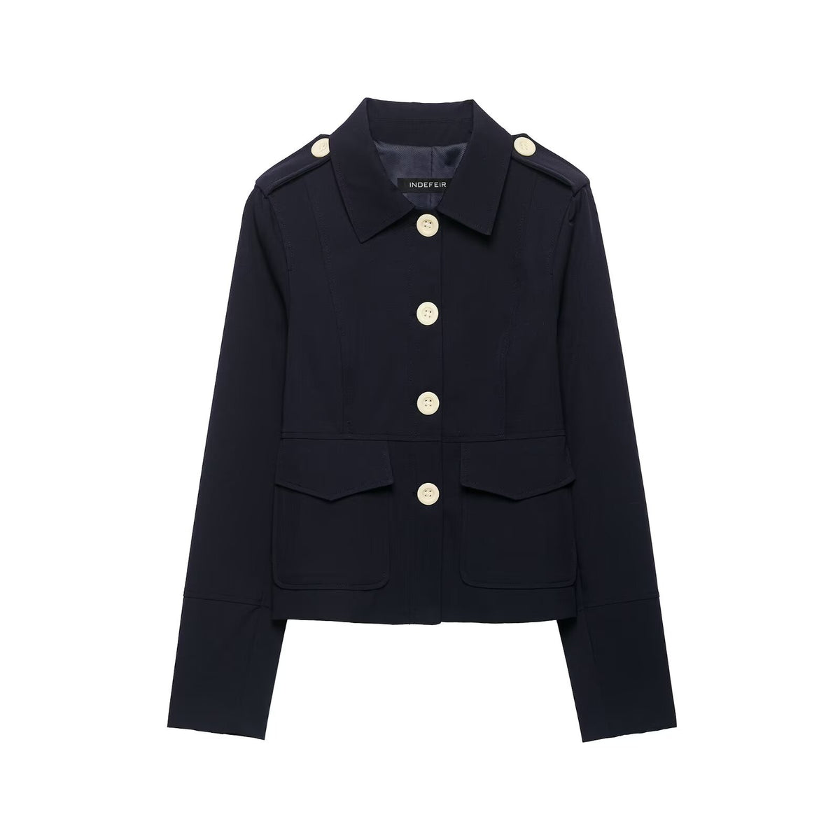 Women’s short jacket in field style with epaulettes, patch pockets and distinctive decorative buttons EVA-US