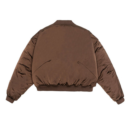 Unisex Short-Cut Boxy Puffer Bomber with Minimalist Front Placket EVA-US