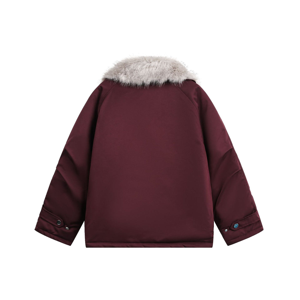Women's Padded Short Parka with Faux Fur Collar and Asymmetrical Zipper