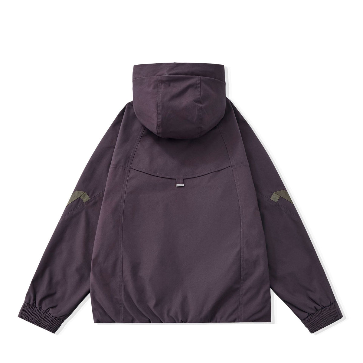 Men's short-cut boxy tech parka with hood, concealed front placket, and cargo zippers EVA-US