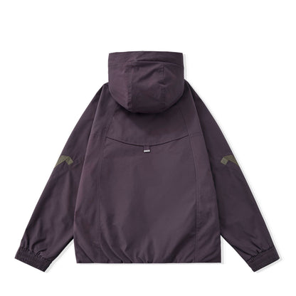 Men's short-cut boxy tech parka with hood, concealed front placket, and cargo zippers EVA-US