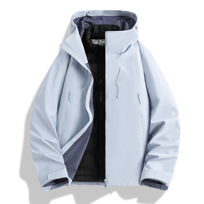 Men's Waterproof Softshell Outdoor Jacket with Adjustable Hood and Breathable Membrane EVA-US