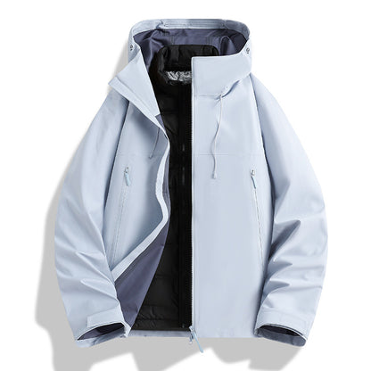 Men's Waterproof Softshell Outdoor Jacket with Adjustable Hood and Breathable Membrane EVA-US