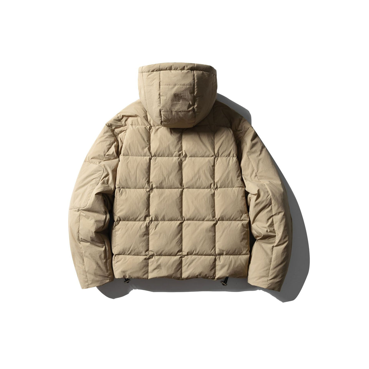 Men's Padded Hooded Anorak with Check Quilting, High Collar and Utility Arm Pocket EVA-US