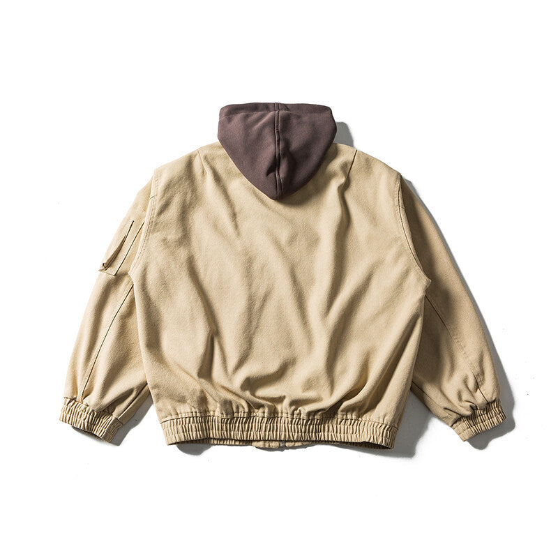 Unisex Oversize Canvas Hoodie with Utility Arm Pocket and Elastic Cuffs EVA-US