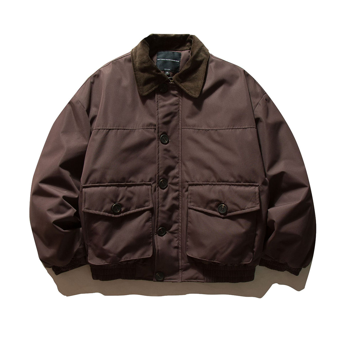 Men's short-cut thermal insulated field blouson with cord collar and spacious flap pockets EVA-US