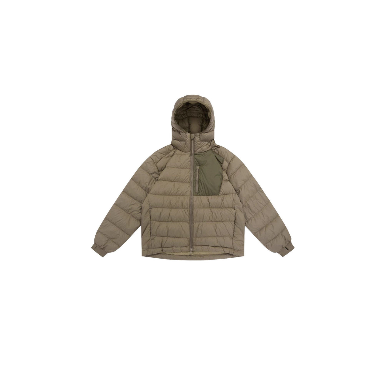 Men's lightly padded hooded jacket in boxy cut with technical inserts EVA-US