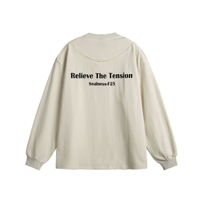 Unisex Oversize-Longsleeve with dropped shoulder, ribbed cuffs and minimalist chest embroidery EVA-US