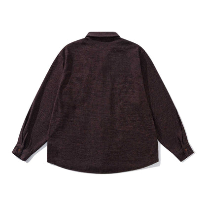 Unisex structured knit shirt jacket with kent collar and patch breast pocket EVA-US