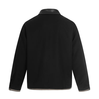 Men's short technical blouson made of wool blend with contrasting lapel collar and two-way zipper EVA-US