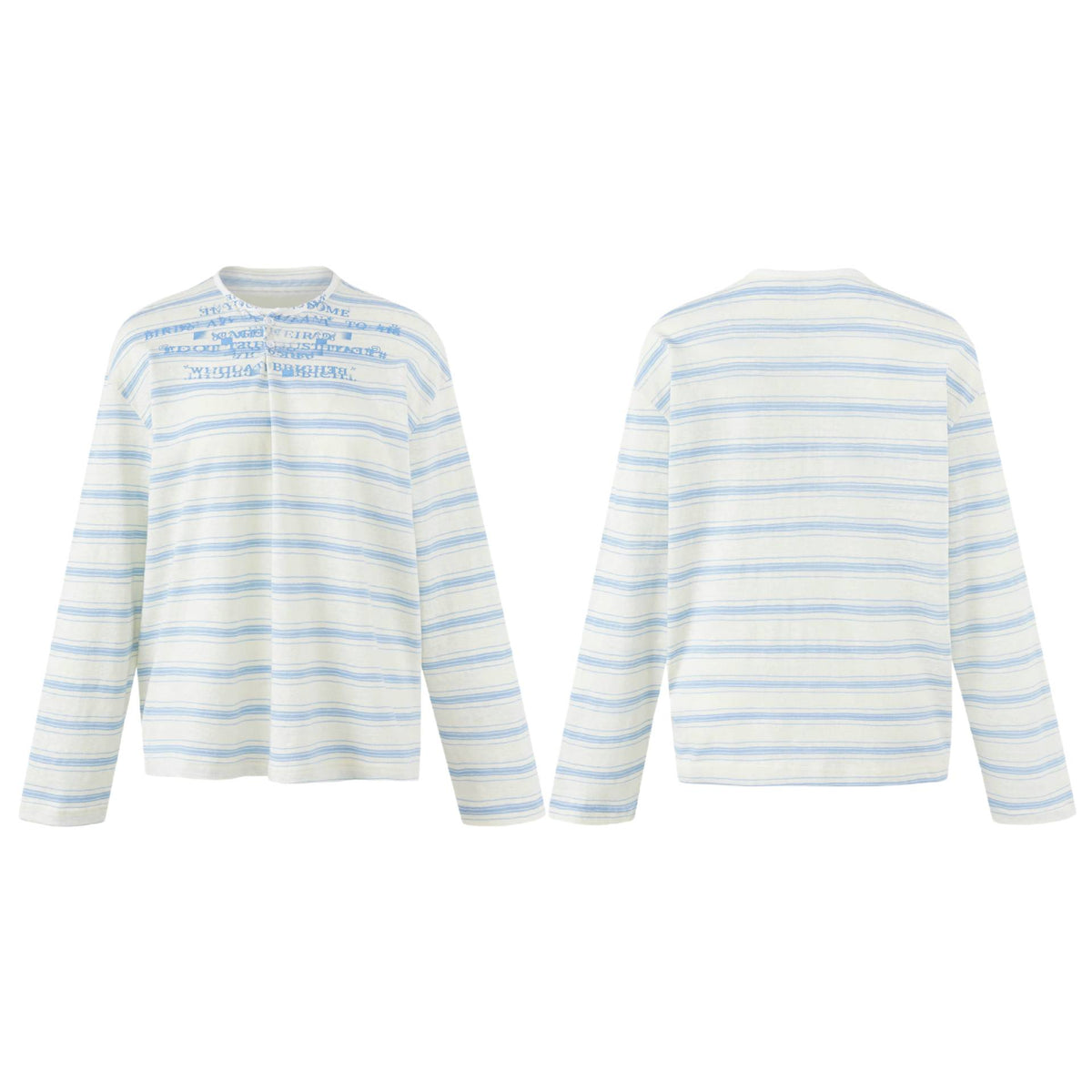 Women Striped Long Sleeve Henley Shirt from Lightweight Cotton Blend EVA-US